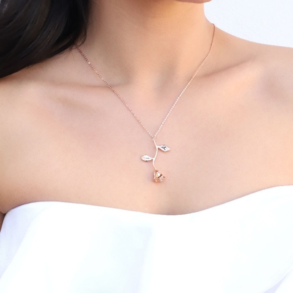 “Beauty & the Beast" Rose Dainty Elegant Necklace - Picture 6 of 12